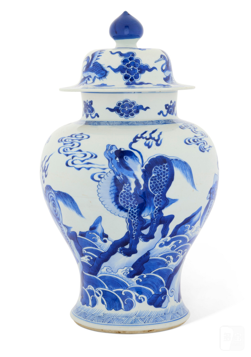 GRANDE POTICHE COUVERTE EN PORCELAINE BLEU BLANC À DÉCOR DE QILIN  CHINE, DYNASTIE QING, ÉPOQUE KANGXI (1662-1722) - 图3